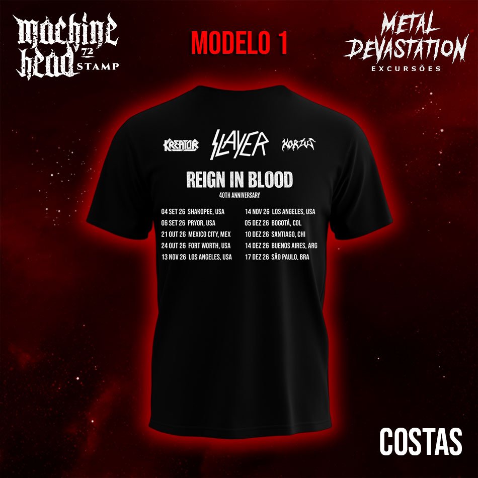 Camiseta Slayer Tour 2026 Modelo 1